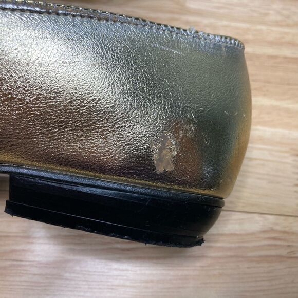 9 West Nine West Gold Metallic Vintage Loafers Rhinestone Pointed Toe Women’s 6 - Picture 6 of 12